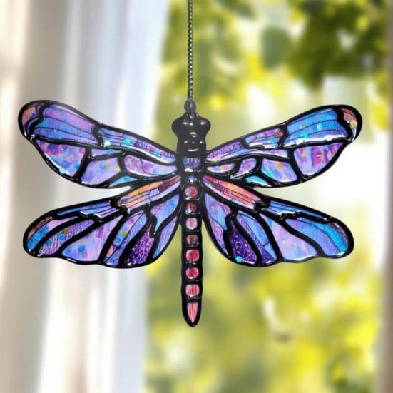 Sonnenfänger Acryl Buntglas-Effekt Schmetterling/Libelle/Fee Ornament Fensterhänger Dekor Feiertagsgeschenk für Frauen Mama Oma
