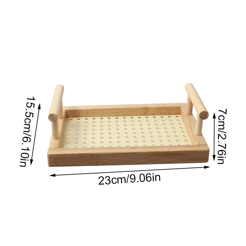 1PC Eco-Friendly Minimalist Tableware Handled Tray Natural Bamboo Serving Tray Modern Kitchen Tray Home Decor