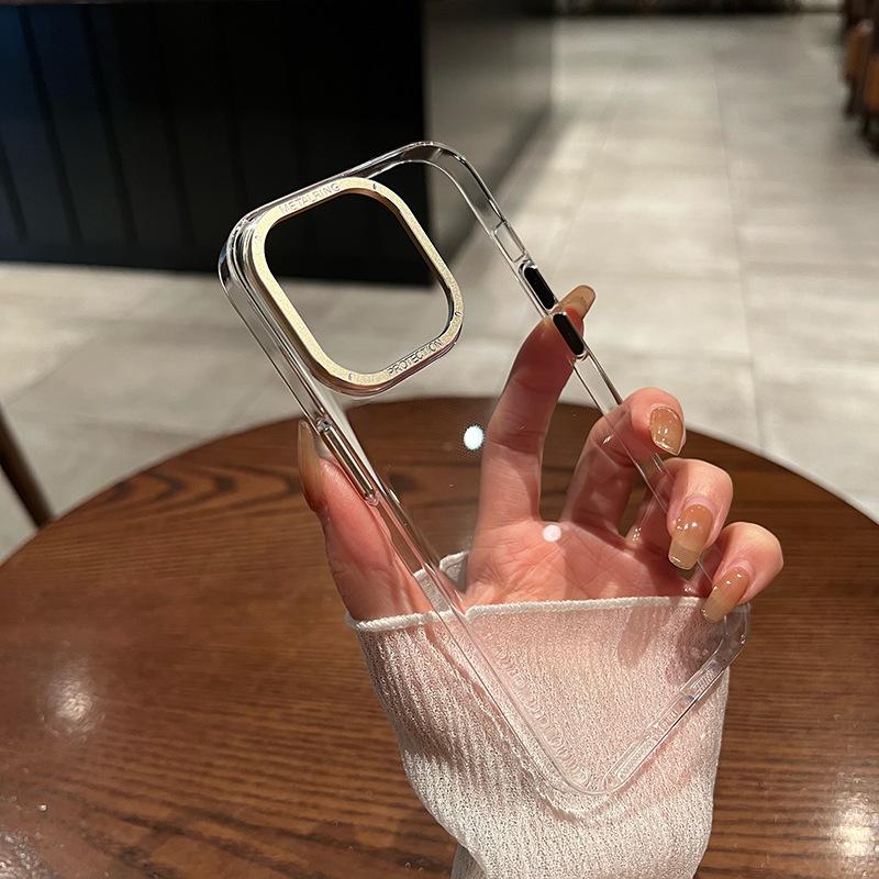 Applicable To IPhone16 Metal Lens Mobile Phone Case Apple 15 Promax Transparent PC Hard Shell Ultra Thin Protective Case