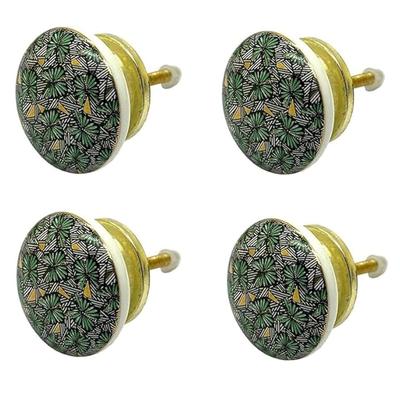 Ceramic Knobs Drawer Pulls for Cabinets and Cupboards (38mm, Gold Multicolour) - Pack of 4 Knobs (Nature)