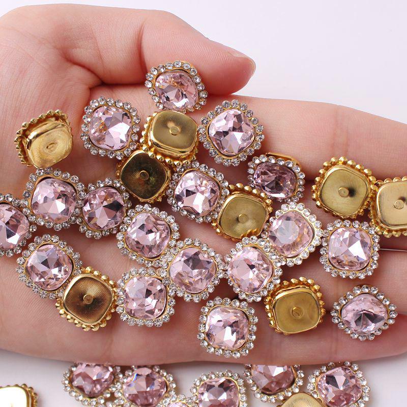 Premium 10x10 mm Square Claw Rhinestones for DIY Jewelry, Bows, and Hair Accessories - 40-200 Pieces