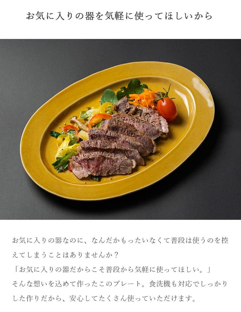 Mino Ware Marushin Ceramics Enkiiya Original Oval Rim Plate Honey (Honey Color) Large Plate Flat Plate Pasta Plate Bread Plate Steak Plate Made in