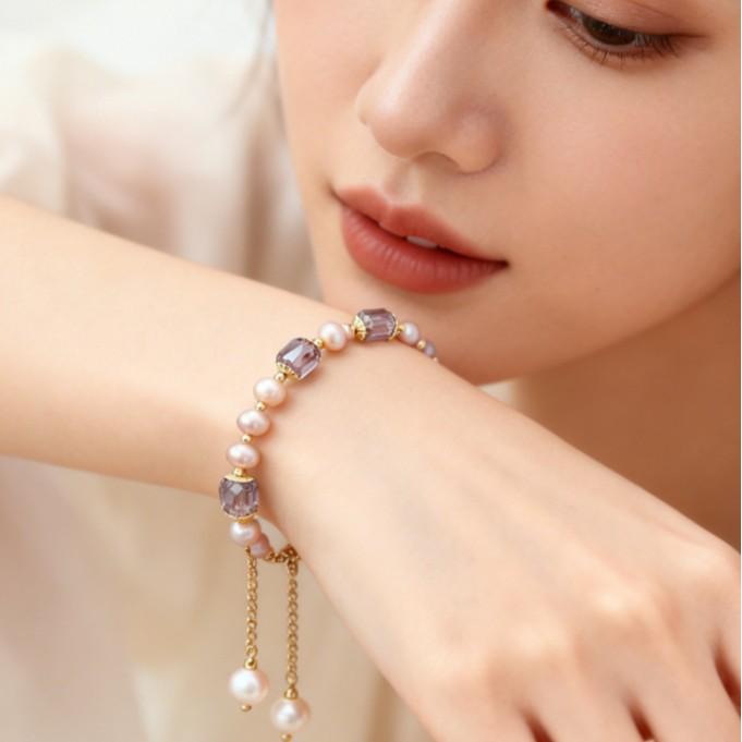 European & American Natural Pearl Crystal Bracelet - Elegant Women's Accessory