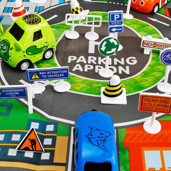 56Pcs/Set Eye-catching Compact Premium Wide Application Road Traffic Sign Kit Children Toy