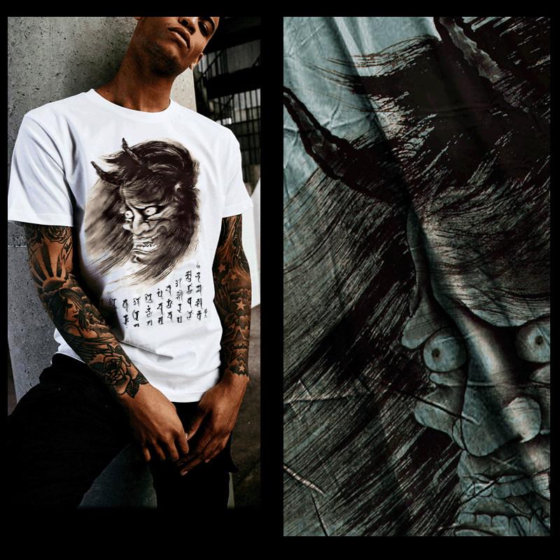 

Demon T-shirt Japanese Demon warrior occult kanji Devils henchman Samurai Tee 4XL