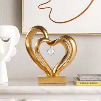 Double Heart Sculpture Resin Romantic Heart Statues Love Sculpture for Couple Love Statue Weeding Anniversary Heart Statues