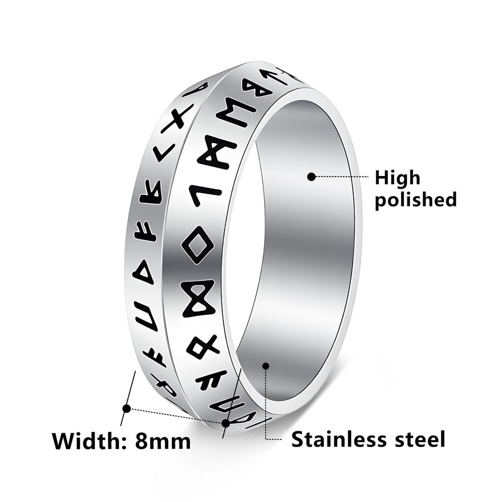 European and American Jewelry New Viking Ring Rune Ring Symbolizes Destiny, Future and Infinite Power