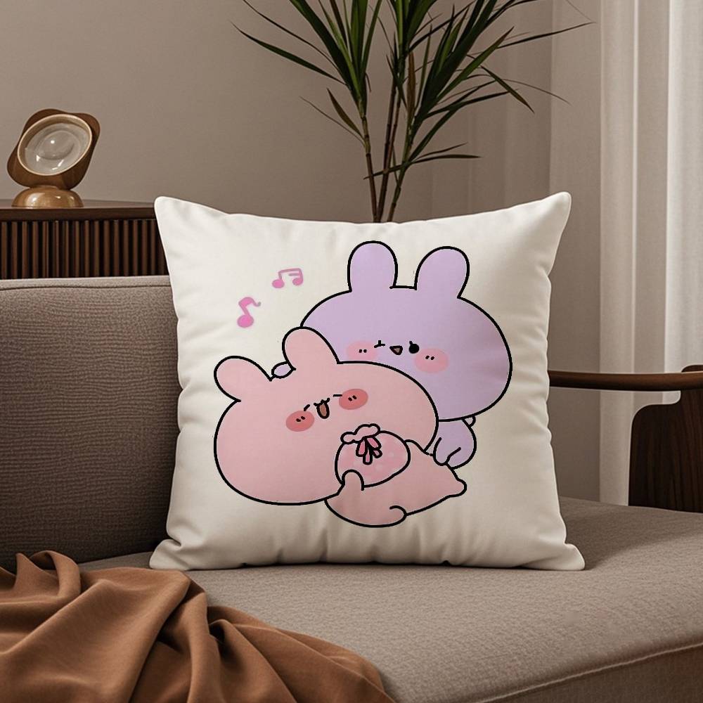 A-Asamimichan Cute Bunny Pillow Case Comfort Sofa Bed Silky Elegant Invisible Zipper Custom Decorative Cushion Cover