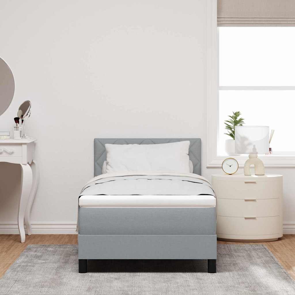 Box Spring Bed with LED Light Strips Light Grey 100 x 200 cm Fabric