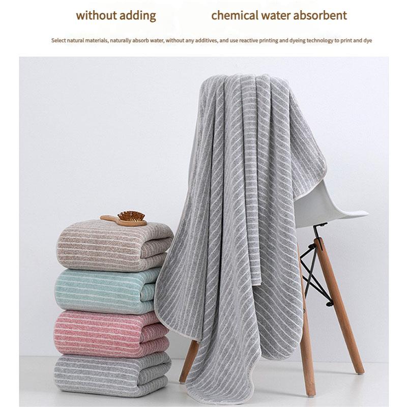 Striped Coral Velvet Bath Towel Set Fast Absorbing Thick Plush Texture Luxurious Spa-Grade Soft Bathroom Products