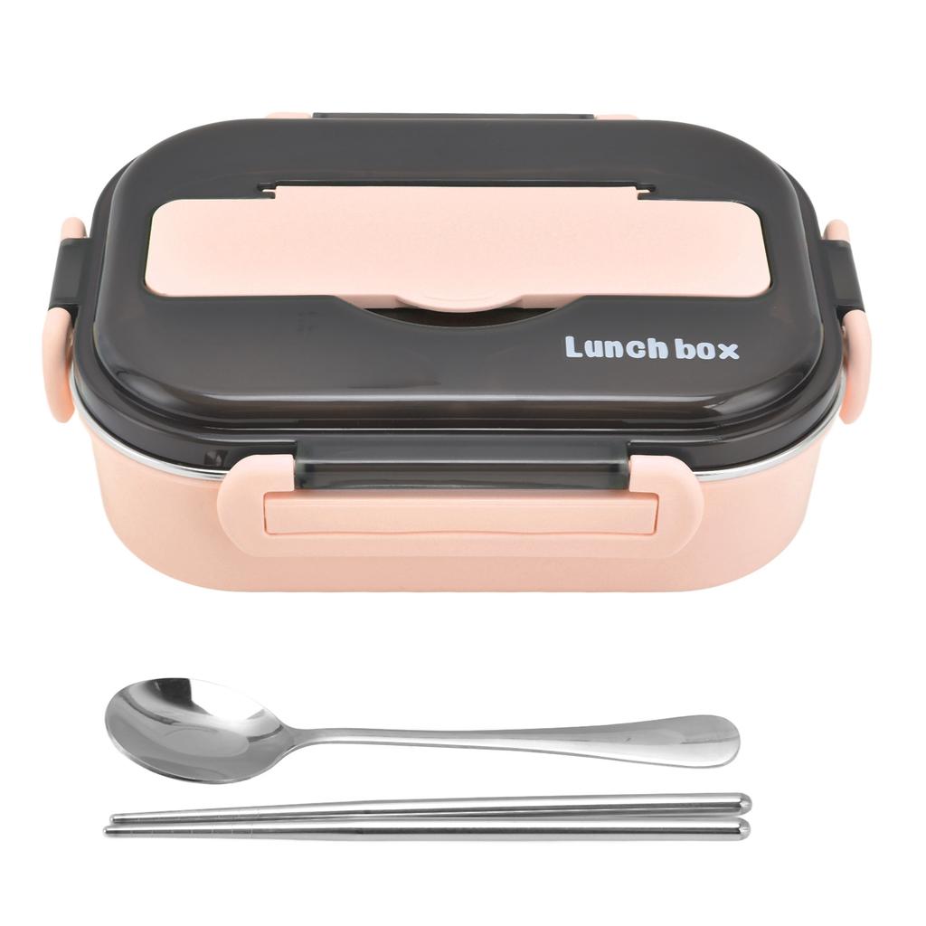 Lunch Box 1000ml Two Compartments Safe Durable Good Sealing Performance Portable Bento BoxPink