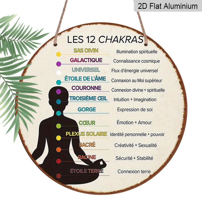 

2D Flat, 1pc 7.87 French Chakra Wheel (12 Chakras) Meditation Yoga Aluminum Sign, Vintage Spiritual Sign for, Studio & Meditation Room Decor, Chakra 1pc