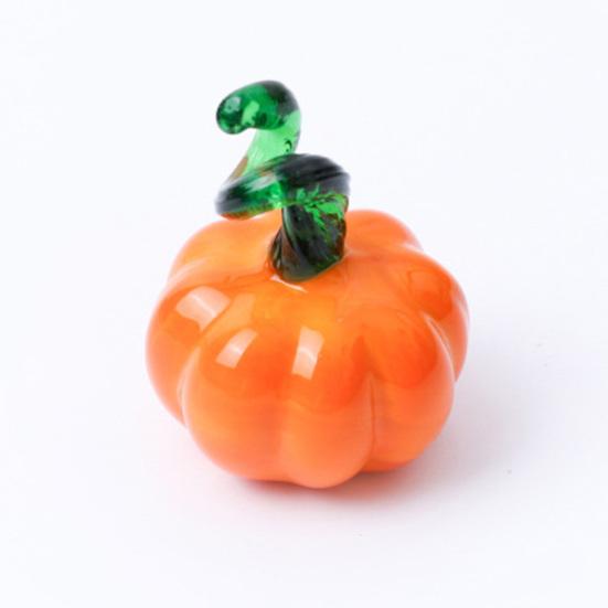 Hand Blown Glass Pumpkin Figurine Mini Halloween Thanksgiving Pumpkin Statue
