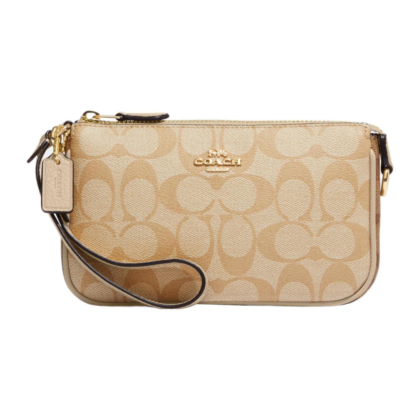 Coach Nolita 19 Classic Monogram Zip Closure Wristlet Women Wristlet Brown CA444-IMU4V Basic Set (Bag+Dust Bag)