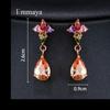 Colorful Cubic Zirconia Long Drop Earrings, Luxury Geometric Crystal Earrings, Elegant Evening Party Jewelry Gift