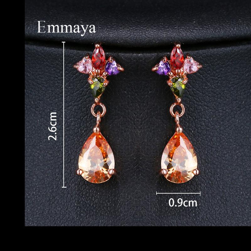 Colorful Cubic Zirconia Long Drop Earrings, Luxury Geometric Crystal Earrings, Elegant Evening Party Jewelry Gift