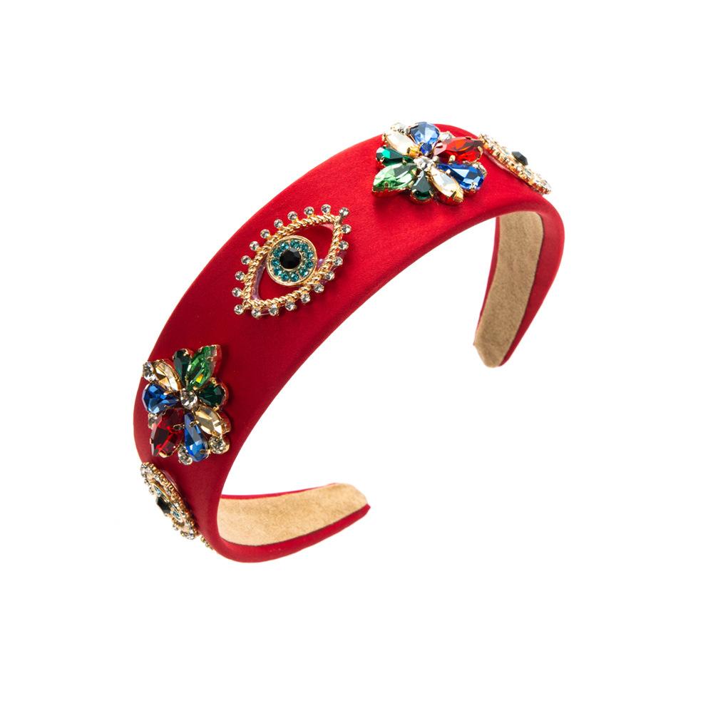 Fashion New Baroque Headband Female Diamond-Embedded Personalized Eyes Flower Creative Headband Hair Accessories