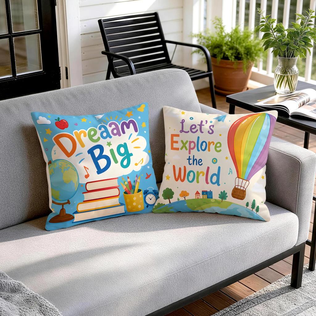 1pcs/4pcs Back-to-school Inspirational Cushions Pillowcase Polyester Cushion Cover Throw Pillow Pillowcover Home Car Sofa Decor