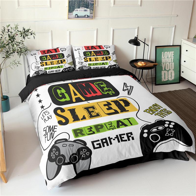 Boys Gamepad Duvet Cover Play Gamer Bedding Set Video Games Quilt Cover Twin King For Kids Teen Child Game Room Decor
