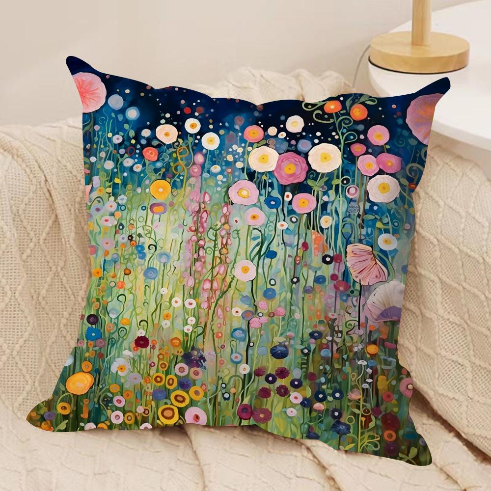 Midsummer Nights Flowers Cushion Cover Silky Short Plush DoubleSided Printed Pillow Case for Sofa All Seasons Home Decor Gift