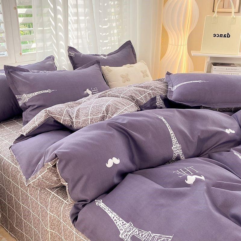 

Pink Orange Striped Love Heart Quilt Cover Single Double Full Queen Size Sheet With Pillowcase Bedding Set INS Korea Style Soft 150x200 3pcs