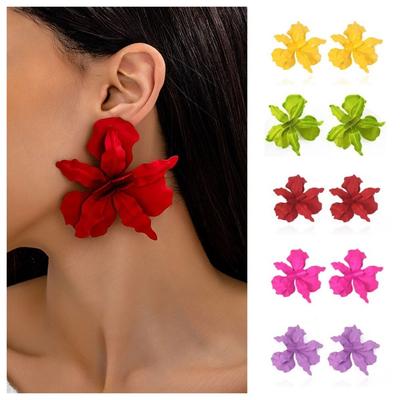 Irregular Exaggerated Flower Earrings Baking Paint Ear Accessories Large Flower Earrings  Party