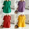 Cotton Linen Casual Dress With Pique Stitch For Summer Leisure Wear For Middleaged Women