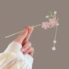 Classic Chinese Double Flower Hair Stick Pins for Women Flower Beaded Tassel Handmade Hairpins Jewelry Accessories Hair Ornament