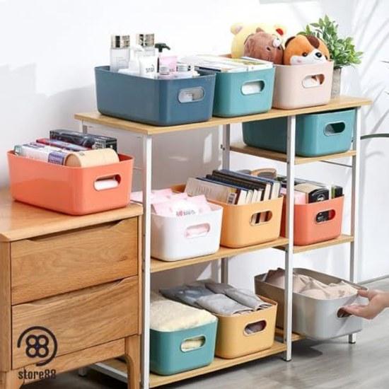 Plastic Case Storage Small Item Organizer Color Box Basket Kitchen Washroom 8-piece Set (white Size S)