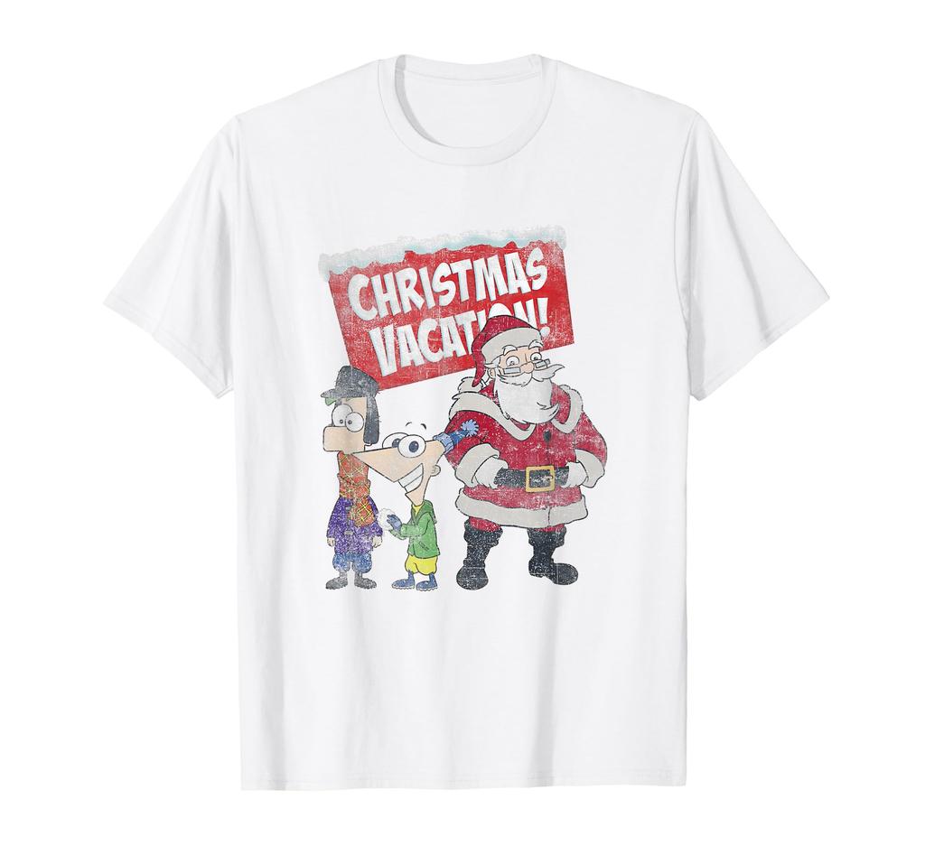 Disney Phineas and Ferb Christmas Vacation! Santa Distressed T-Shirt