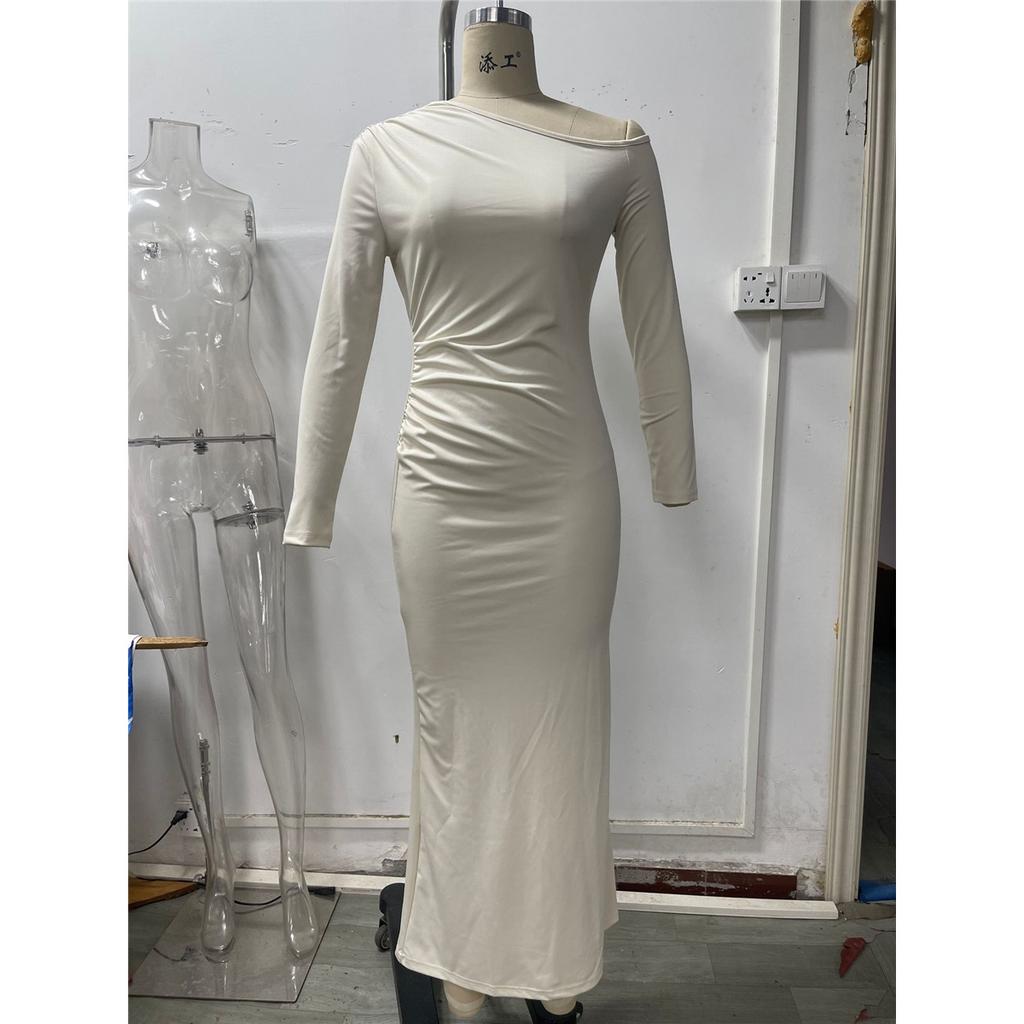 Dámské sexy šaty bez ramínek s dlouhým rukávem, slim střihu, s potiskem