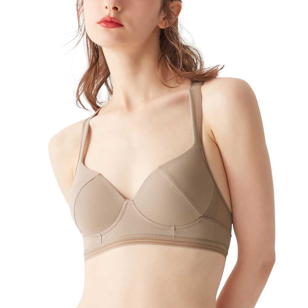 GUNZE JB6037H Beautiful Posture Molded Cup Couture Non-wired Bra, Support, Bra, Pull-over Type, Tuche, Green, Women's