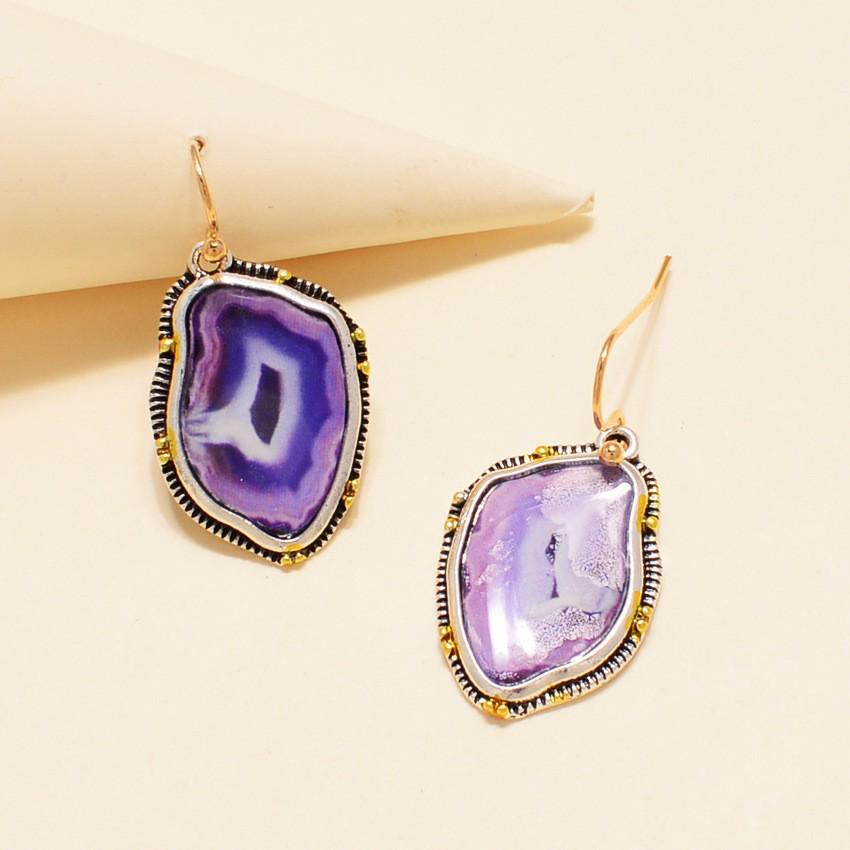 Vintage Amethyst Two-Tone Pendant Earrings