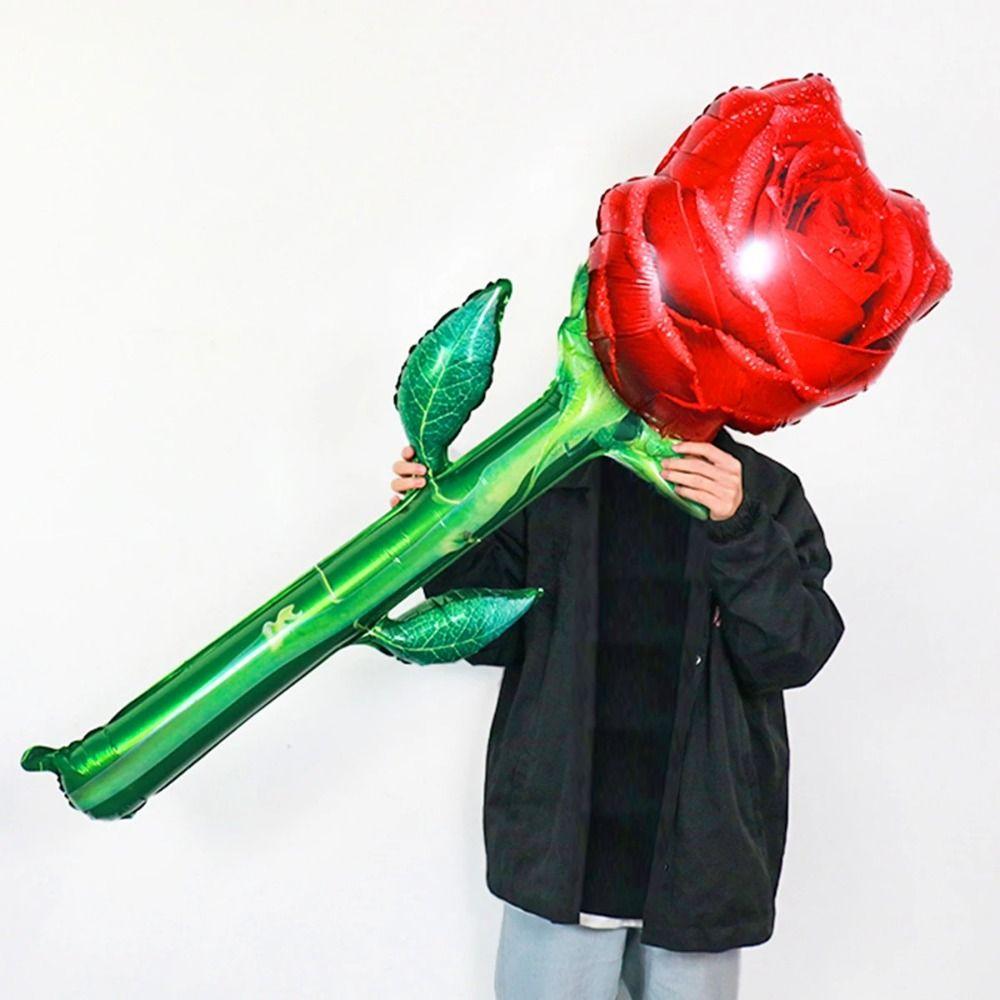 Hand-held Aluminum Film Rose Balloon Large Size Red Color Balloon Simulation Design Foil Balloon Mother's Day