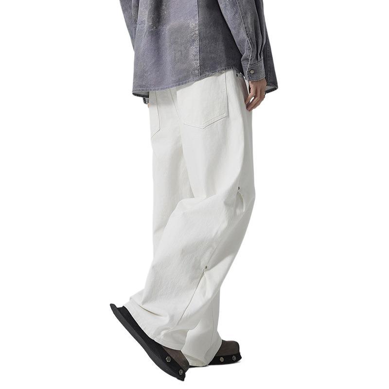 New American Retro Solid Color Jeans Loose Straight Wide-leg Pants Men's Casual