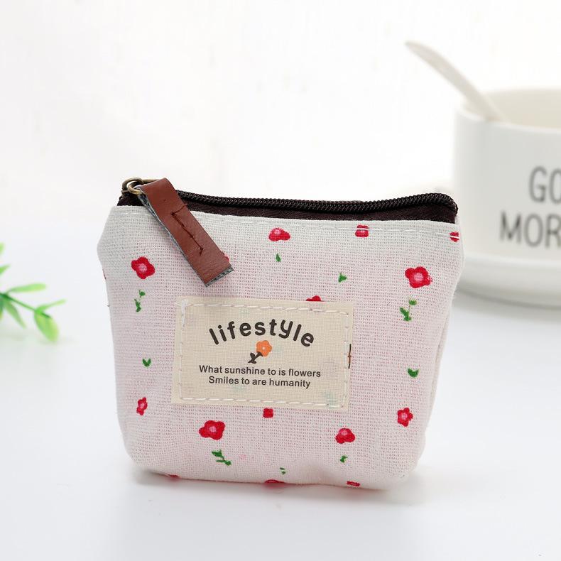 Cute Canvas Floral Coin Purses Gift Bag with Clasp Kiss Lock Change Pouch Mini Coin Wallet Vintage Trinkets Pouch