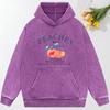 Peaches Attention Very Delicious Printing Washed Clothes Women Comics Hoodie Vintage Fashion Hoodies Autumn Cotton Loose Hoody