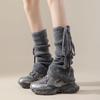 Japanese Style JK Drawstring Strappy Slouch Socks Leg Warmers Slimming Long Tube Socks Autumn Winter Micro Flared Leg Warmers Warm Knitted Loose Fit