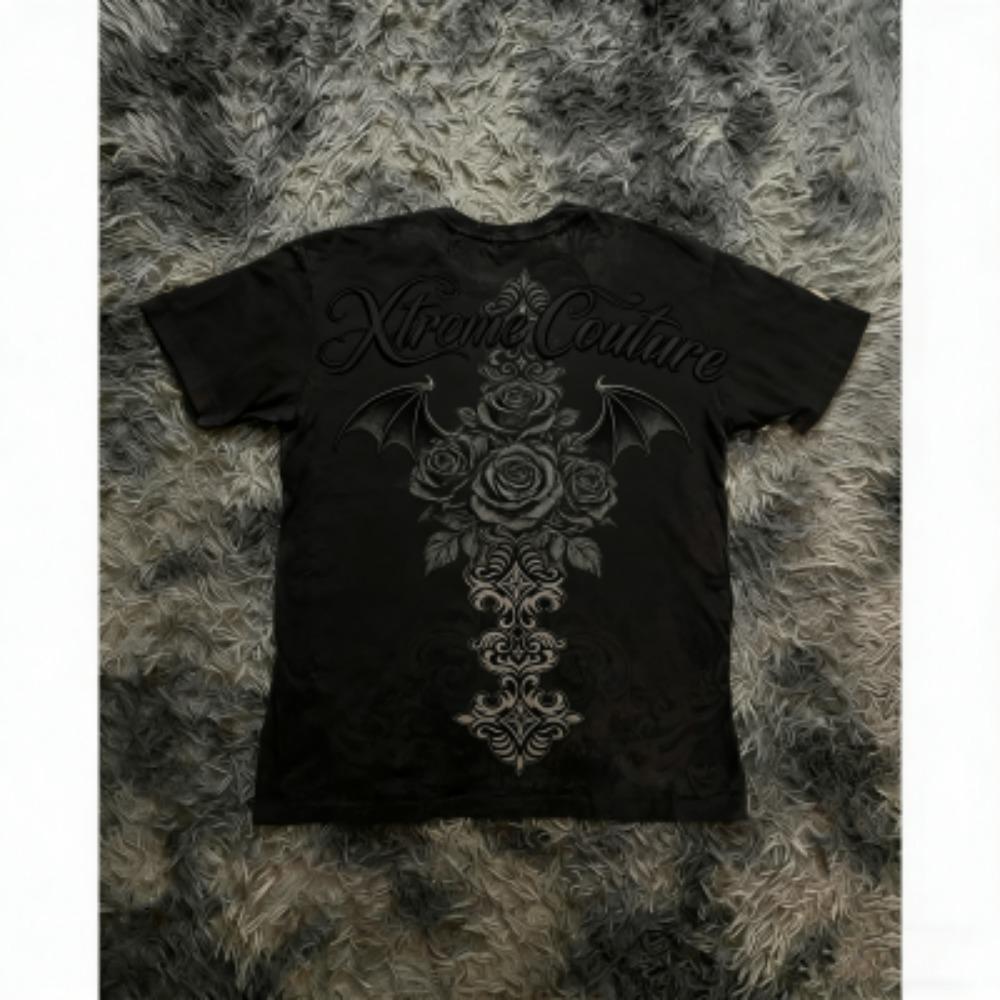 Fashion Summer Kids T-shirt Vintage Gothic Cross Wing Print Tees Round Neck T-shirt Outdoor Street Style Top Casual Boy and Girl's Clothing