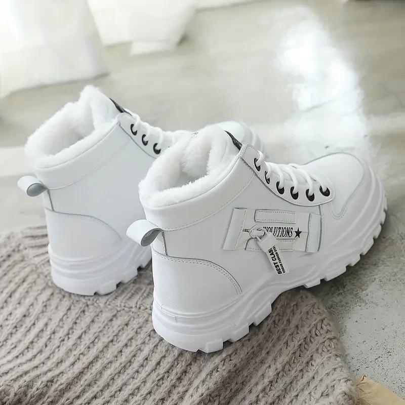 Damskie botki do kostki, Damskie botki do kostki na grubym obcasie, Modne sneakersy high-top z pluszową podszewką, Zimowe ciepłe buty outdoorowe z pogrubioną podeszwą