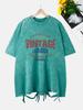 Vintage League Letter Prints Washed TShirts Women Cottontops Comfortable ONeck Oversize T Shirts Fashion Womans Streetwear
