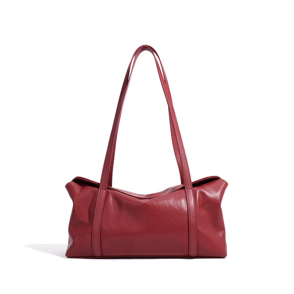 New Christmas Red Portable Niche Cowhide Versatile Large-capacity Women's Bag