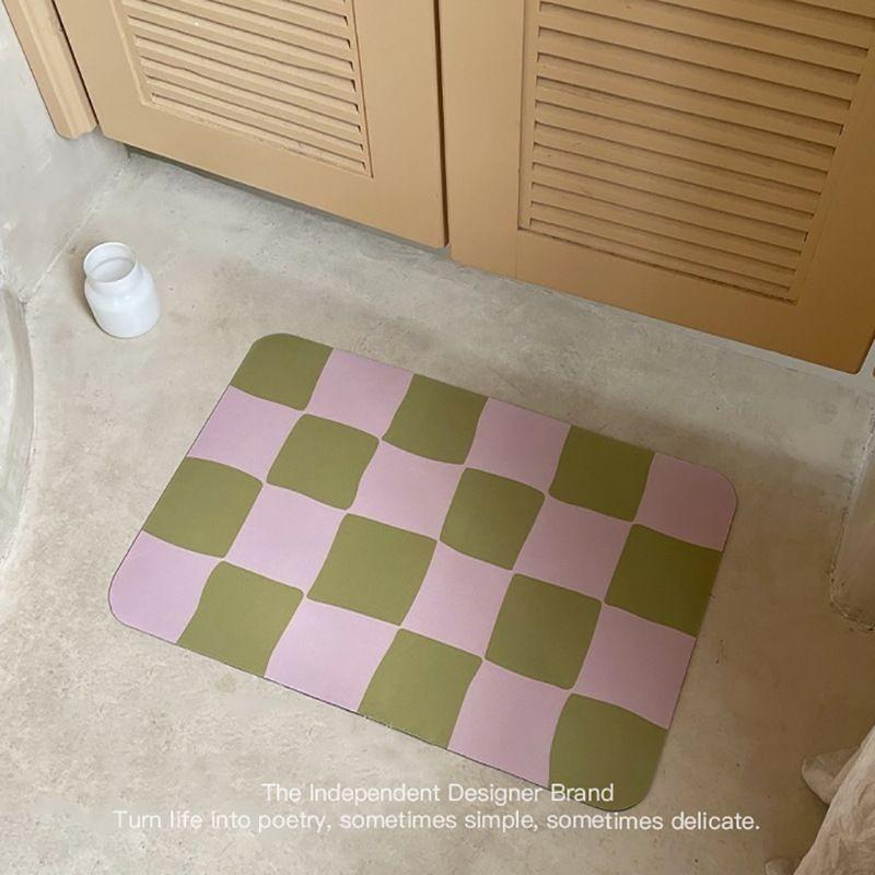 

Chessboard Pattern Silicone Diatomaceous Earth Door Mat With Water Absorption For Bathroom And Bedroom A