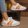 Fashion Women's Lightweight Fashion Sneakers Comfort Non Slip Casual Sports Shoes Woman Orange Striped Mesh Breathable Platform Sneakers