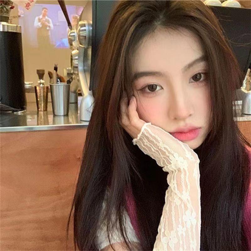 Lace Embroidery Sun Protection Gloves Fashion Driving Summer Thin Mesh Breathable Arm Sleeve Long Fingerless Half Finger Gloves