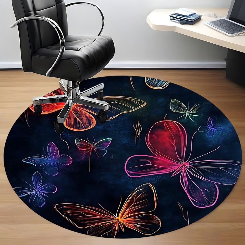1pc Butterfly Fantasy Office Round Area Rug, Indoor Mat Suitable ForOffice, Under Office Chairs Bedroom Living Room Home Decor, Room Deco  D038