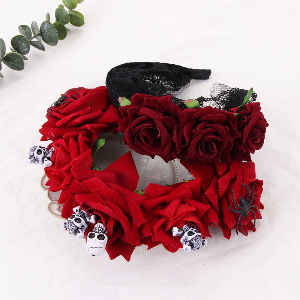 Damen Mädchen Haaraccessoires Maskenball Kostüme Hochzeitsgirlande Halloween Haarbänder Haarkranz Rote Rosenkrone