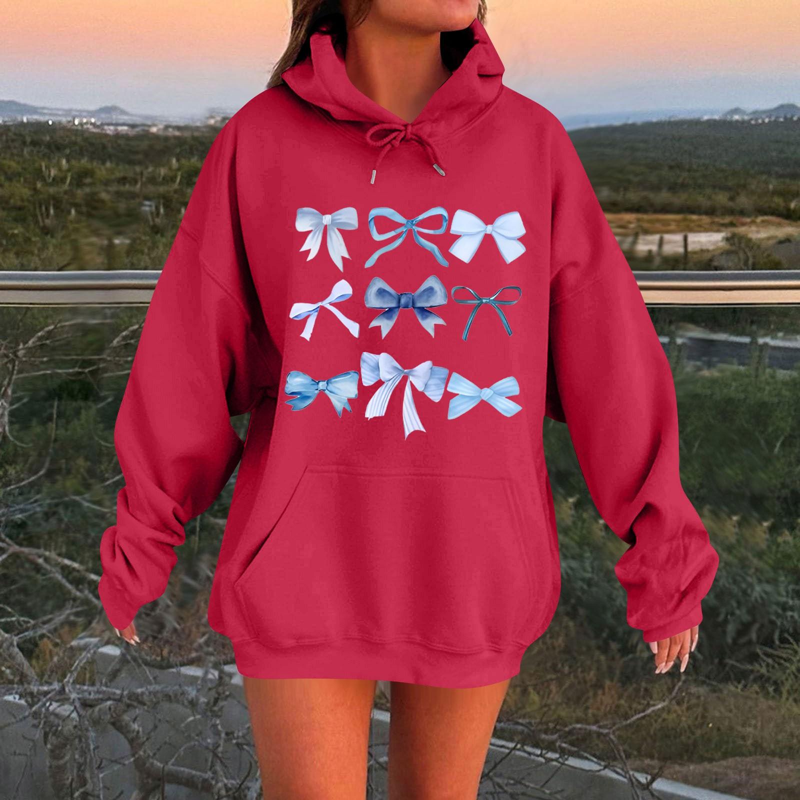 

Женская весенняя флисовая толстовка с капюшоном и принтом в виде банта, с длинными рукавами L винный