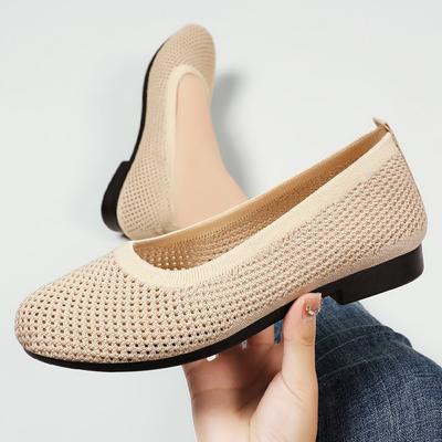 Dames Casual Schoenen met Puntige Neus, Instappers, Ademende Wandelschoenen, Lichtgewicht Gebreide Loafers, Zomerse Elegante Platte Schoenen, Dames Comfortabele Ballerina's