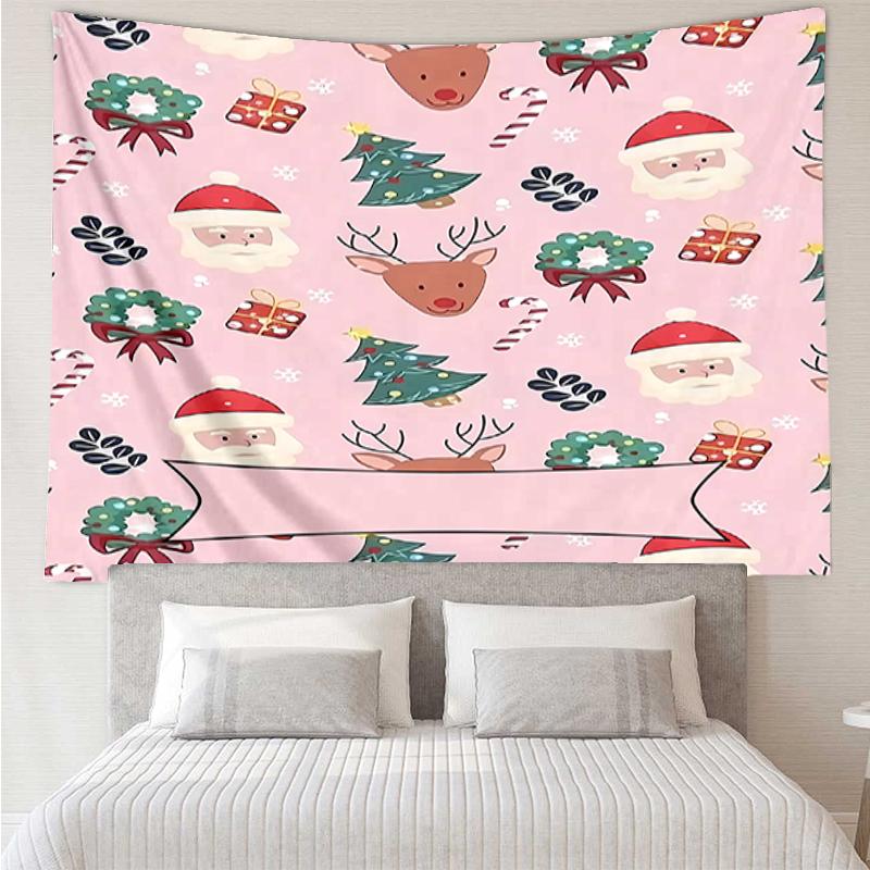Christmas Print Tapestry, Backdrop, Easy Setup, Ideal for Bedroom, Office & Living Room, with Aesthetic Wall Hanging Decor.